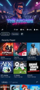 تطبيق The Arcade: Game Launcher Hub